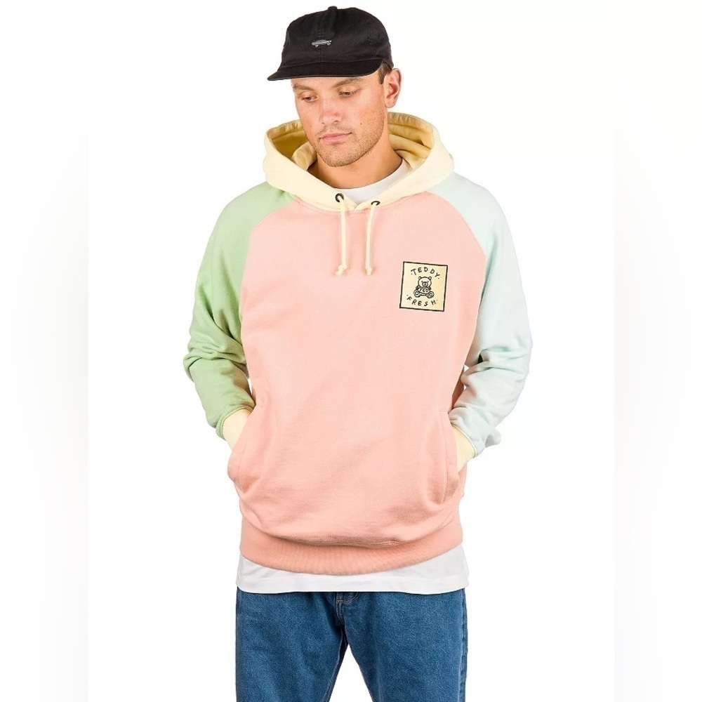 Teddy Fresh Color Block Hoodie In Natural View 2